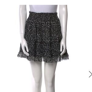 Allsaints Black Floral Tiered Mini Skirt